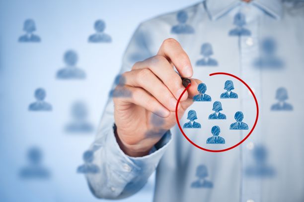 As you compile your data, patterns and customer segments emerge. Circle drawn around a segment of people.